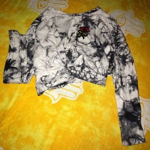 Tie Dye Rose Cropped Long Sleeve